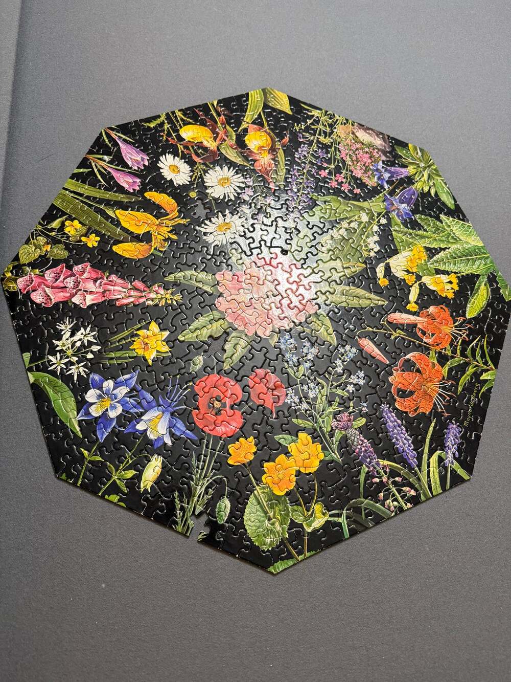 Springbok Romance of the Flowers Puzzle 1968 Vintage Octagon Floral Missing 3 Pc